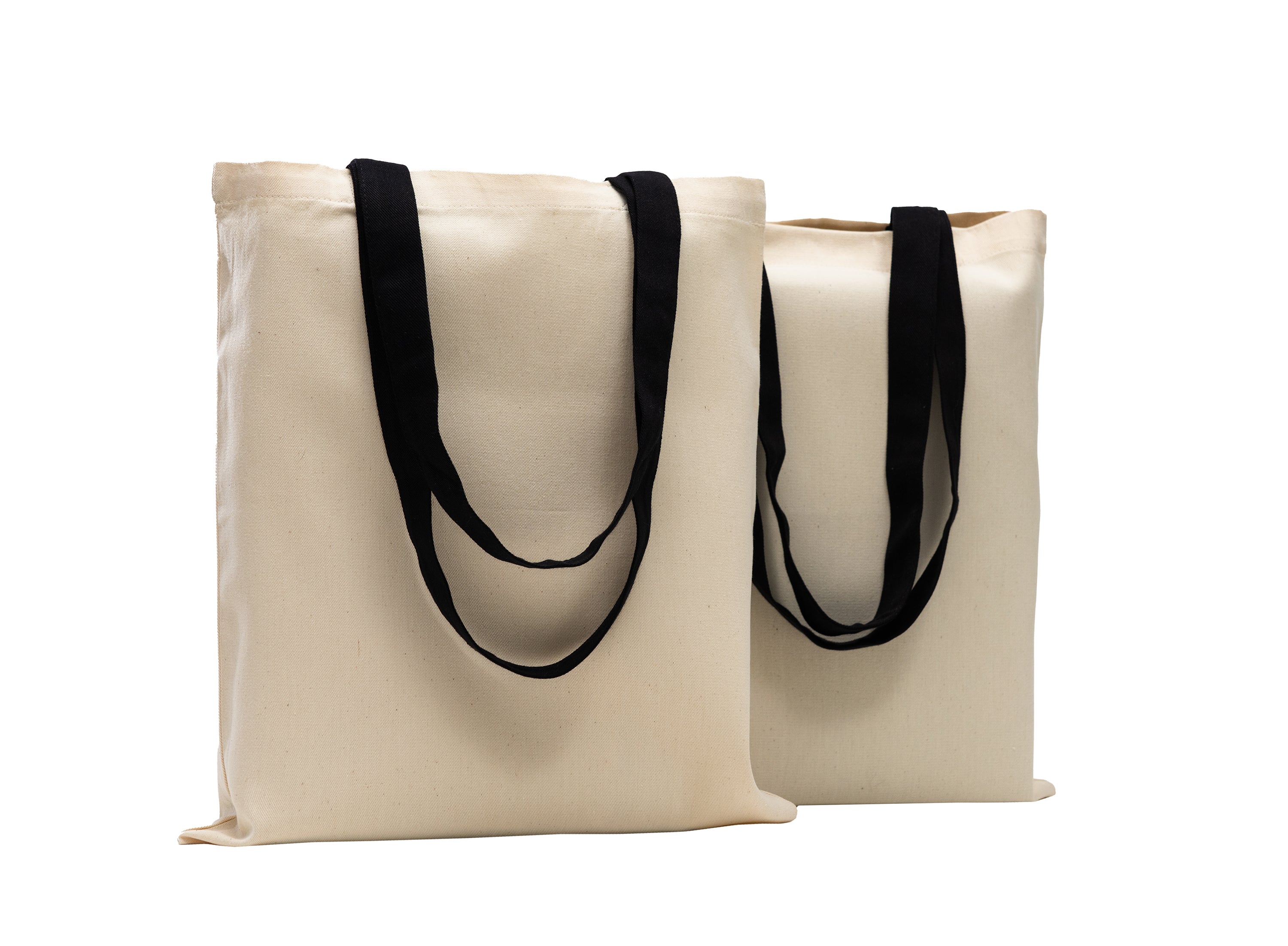 Premium 220 g/m² Heavy-Duty Cotton Tote Bag with Black Handles – 38x42 cm, Pack of 2, Eco-Friendly Reusable Shopping Bags for Custom Printing