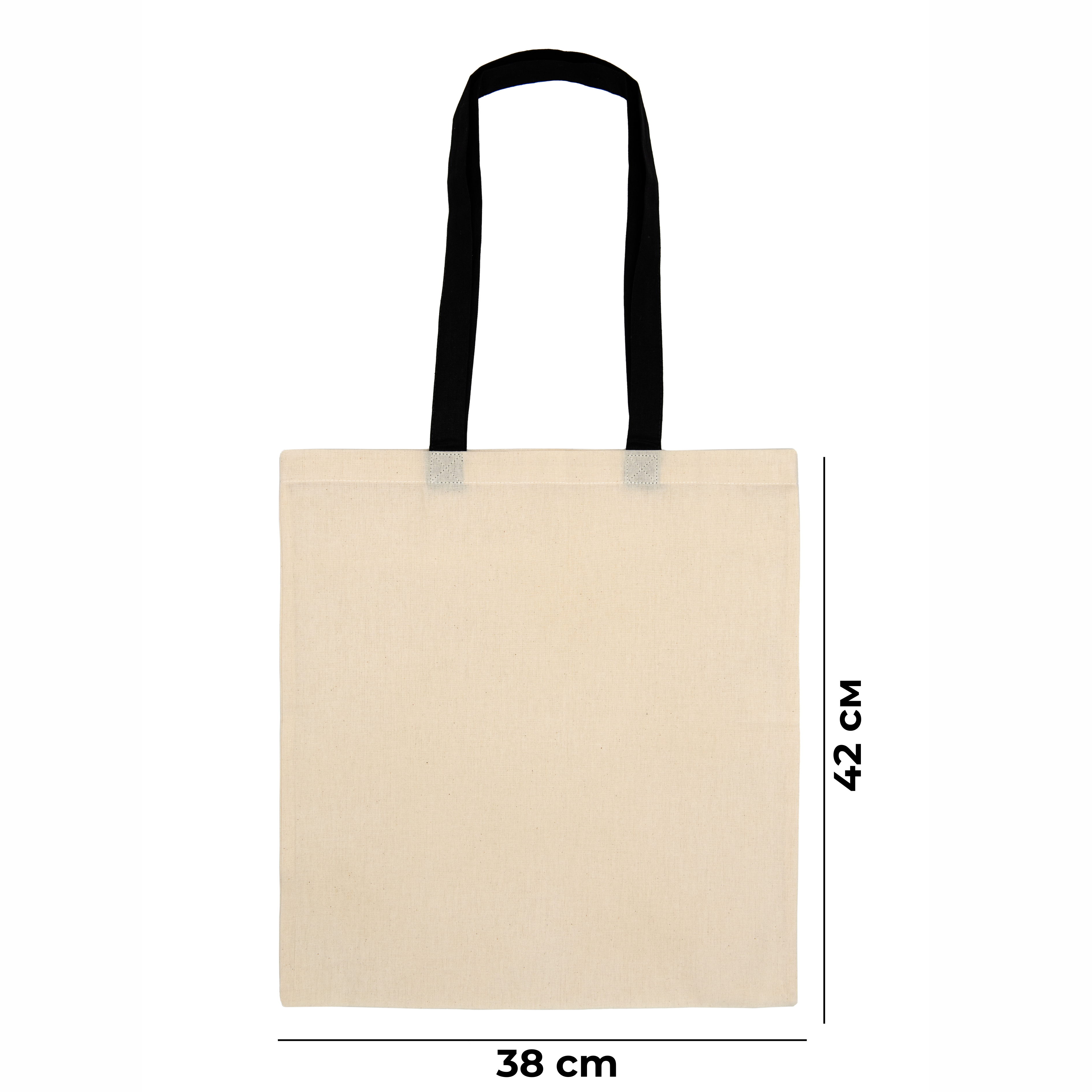 Premium 145 g/m² Cotton Tote Bag with Black Handles – 38x42 cm, Pack of 2, Eco-Friendly Reusable Shopping Bags for Custom Printing