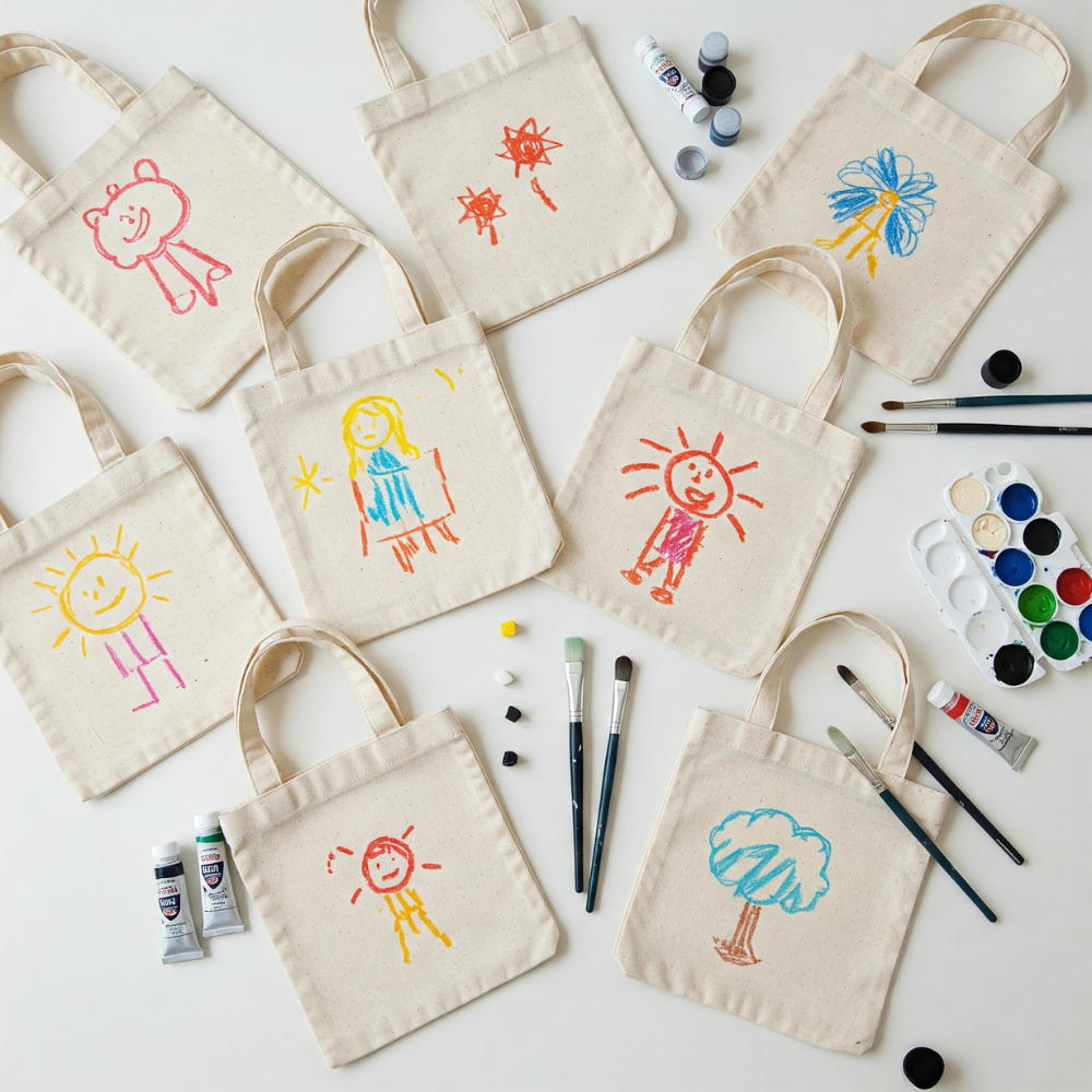Premium 145 g/m² Cotton Tote Bag – 22x26 cm with 35 cm Handles, Eco-Friendly Reusable Shopping Bag for Everyday Use