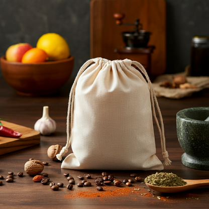 Premium 145 g/m² Cotton Drawstring Bag – 25x30 cm, Eco-Friendly Reusable Pouch for Storage, Travel, or Custom Branding