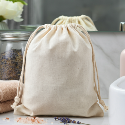Premium 145 g/m² Cotton Drawstring Bag – 25x30 cm, Eco-Friendly Reusable Pouch for Storage, Travel, or Custom Branding