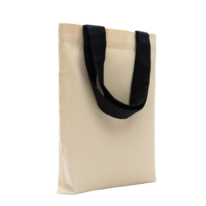 [TITRE] Sac fourre-tout en coton résistant Premium 220 g/m² – 36x49 cm avec anses noires 60 cm, sac de courses réutilisable écologique pour impression personnalisée