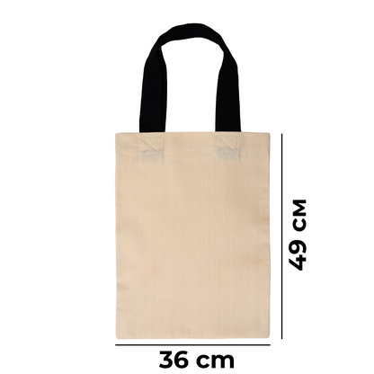 [TITRE] Sac fourre-tout en coton résistant Premium 220 g/m² – 36x49 cm avec anses noires 60 cm, sac de courses réutilisable écologique pour impression personnalisée