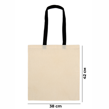 Premium 145 g/m² Cotton Tote Bag with Black Handles – 38x42 cm, Pack of 2, Eco-Friendly Reusable Shopping Bags for Custom Printing