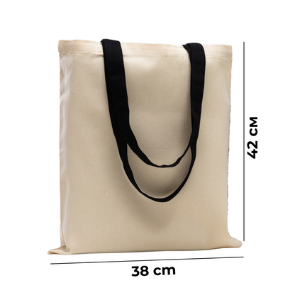 Hochwertige, robuste Baumwolltasche, 220 g/m², mit schwarzen Griffen – 38x42 cm, 2er-Pack, umweltfreundliche, wiederverwendbare Einkaufstaschen für individuellen Druck