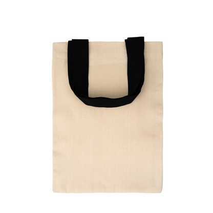 [TITRE] Sac fourre-tout en coton résistant Premium 220 g/m² – 36x49 cm avec anses noires 60 cm, sac de courses réutilisable écologique pour impression personnalisée