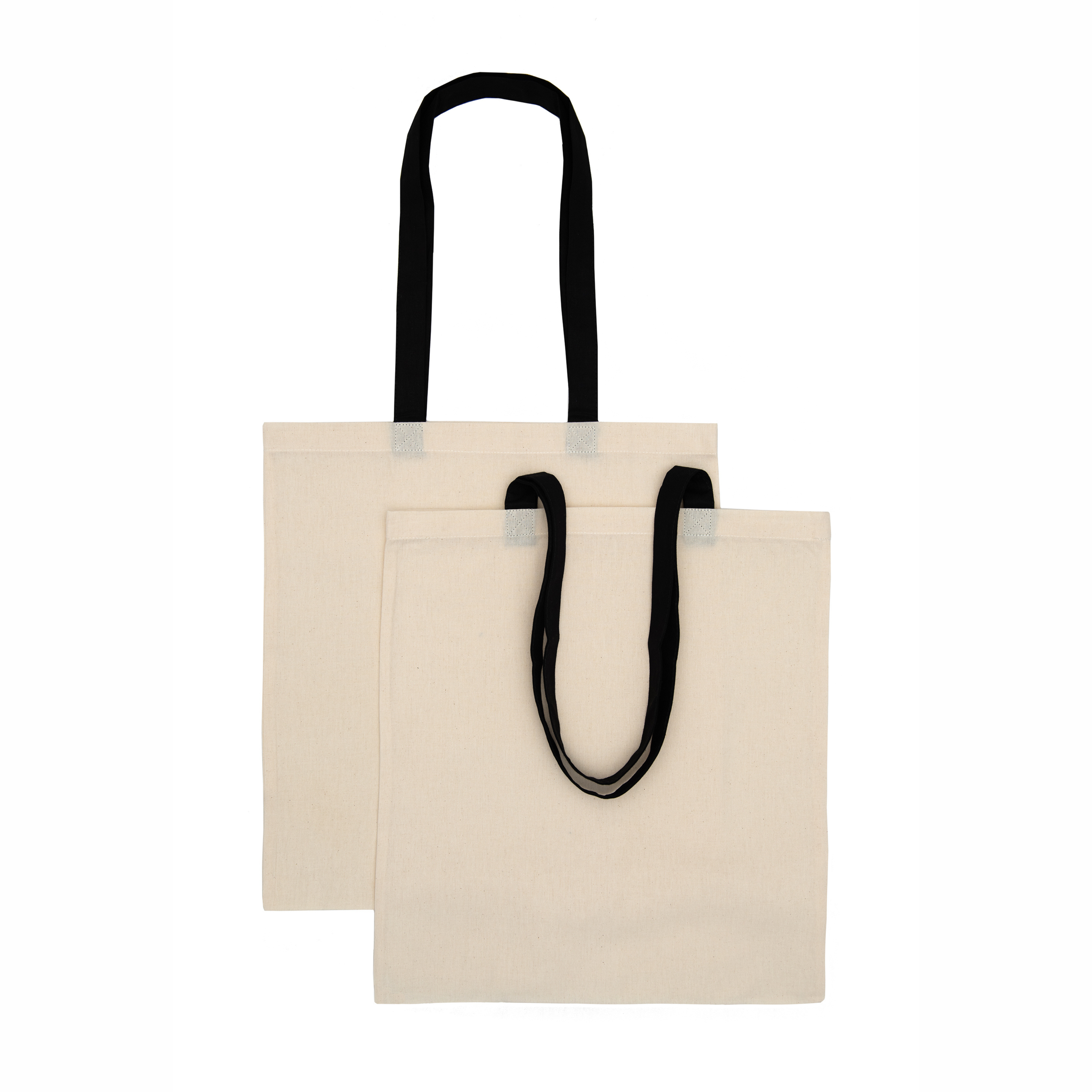 Premium 145 g/m² Cotton Tote Bag with Black Handles – 38x42 cm, Pack of 2, Eco-Friendly Reusable Shopping Bags for Custom Printing